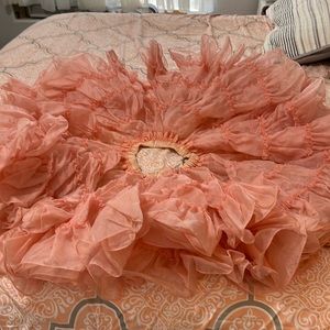 Square dance slip 3 tier ruffles elastic waist size small coral peach